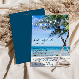 Invitación Beach String Palmera ligera dulce 16 cumpleaños