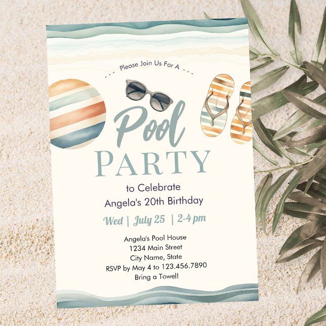Invitación Beach Summer Pool Party Birthday  (Subido por el creador)