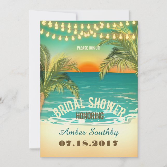Invitación Beach Sunset Bridal Shower (Anverso)