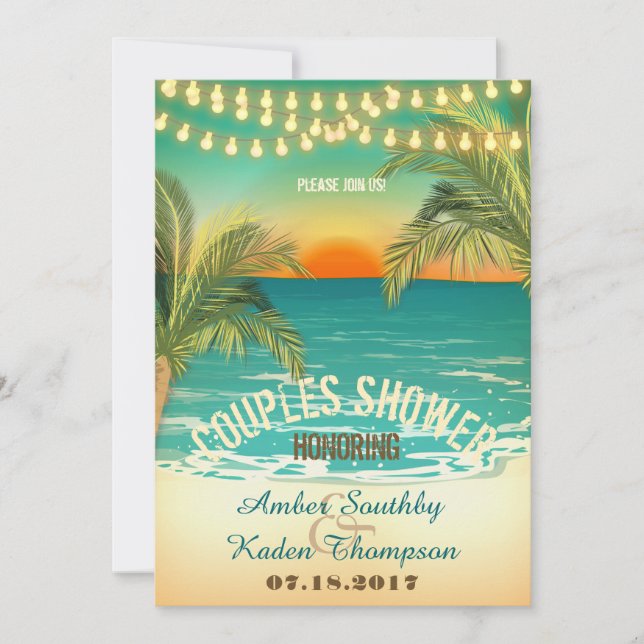 Invitación Beach Sunset Couples Wedding Shower (Anverso)