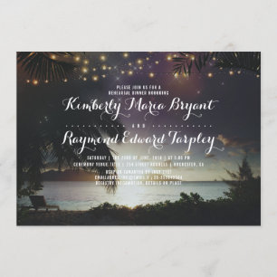 Invitación Beach Sunset Lights Tropical Rehearner Cena