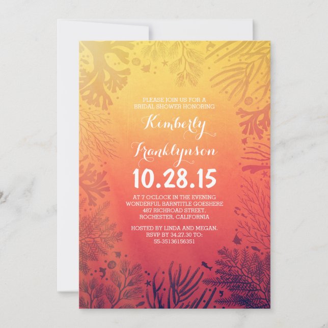 Invitación Beach Sunset Ocean Underwater Bridal Shower (Anverso)