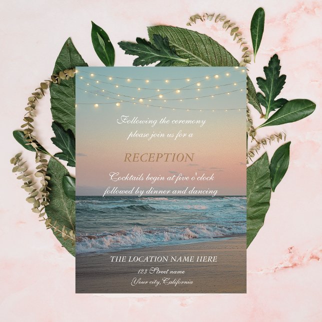 Invitación Beach Sunset,Recepción de guiones de luces de cade (Subido por el creador)