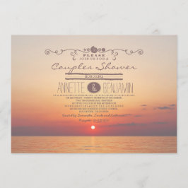 Invitación Beach sunset romántica pareja moderna