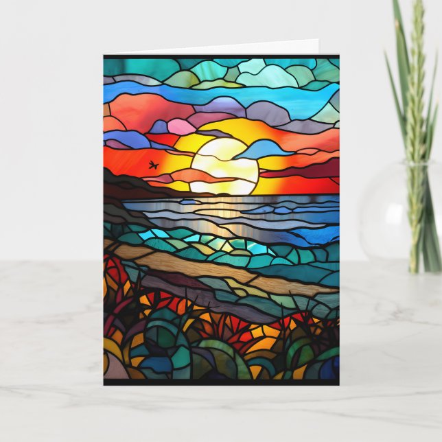 Invitación Beach Sunset Sed Glass Design Notecard (Anverso)