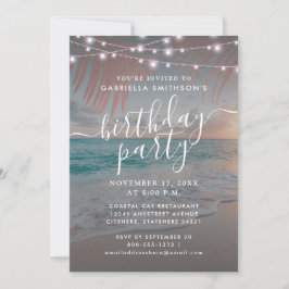 Invitación Beach Sunset String ilumina la fiesta de cumpleaño