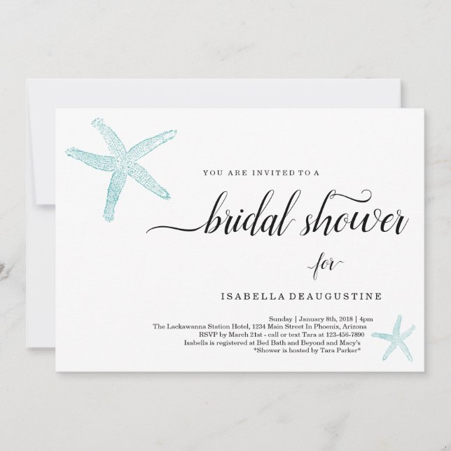 Invitación Beach Theme Bridal Shower (Anverso)