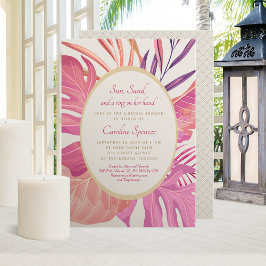 Invitación Beach Tropical Beach Pink Bridal Shower