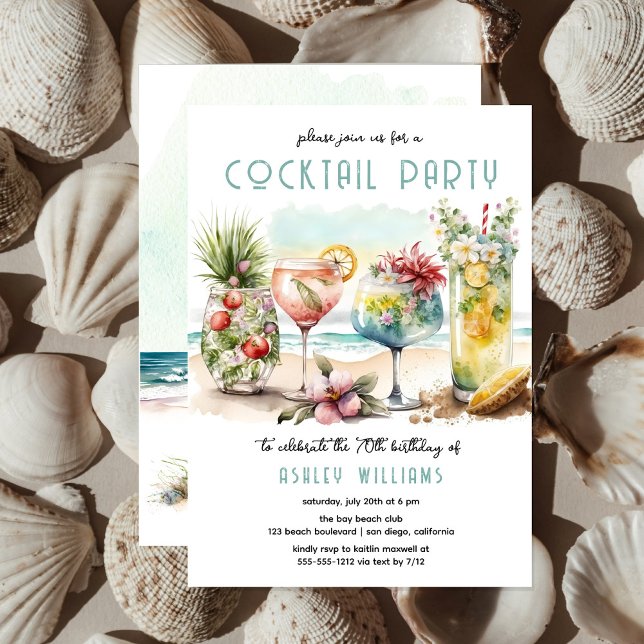 Invitación Beach Tropical Cocktails 70 cumpleaños (Subido por el creador)