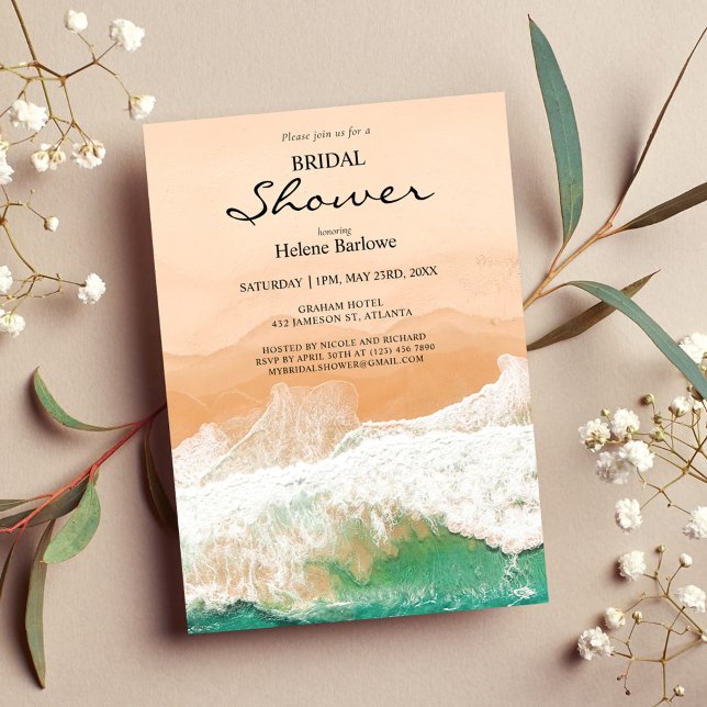 Invitación Beach Tropical Destination Wedding Bridal Shower (Subido por el creador)