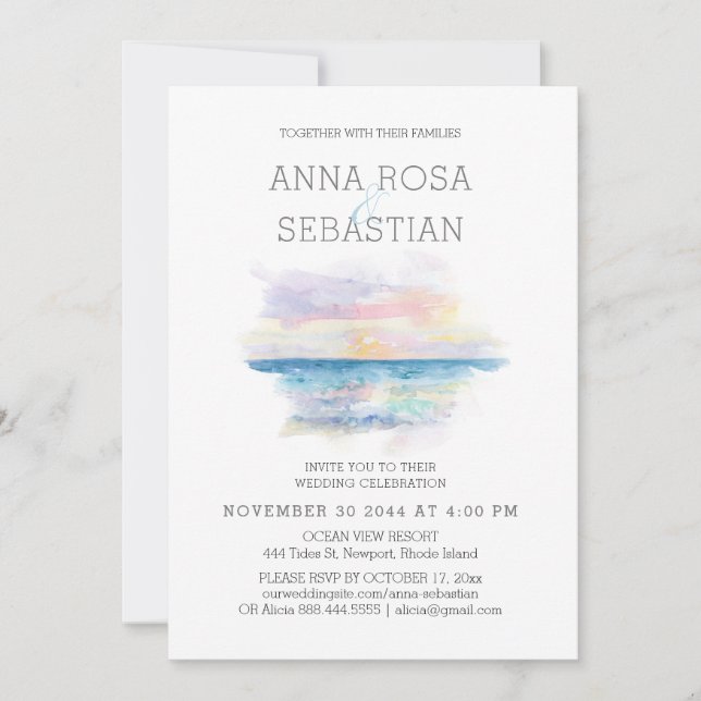 Invitación *~* Beach Tropical Exotic AR7 WEDDDING RSVP + (Anverso)