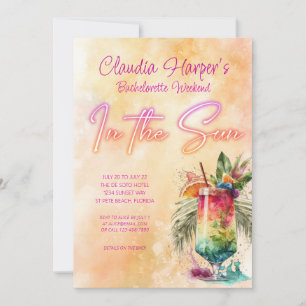 Invitación Beach Tropical Neon Bachelorette Weekend