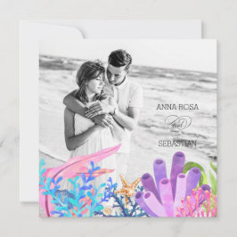 Invitación *~* Beach Under Sea AR7 QR RSVP BODA FOTOGRÁFICO