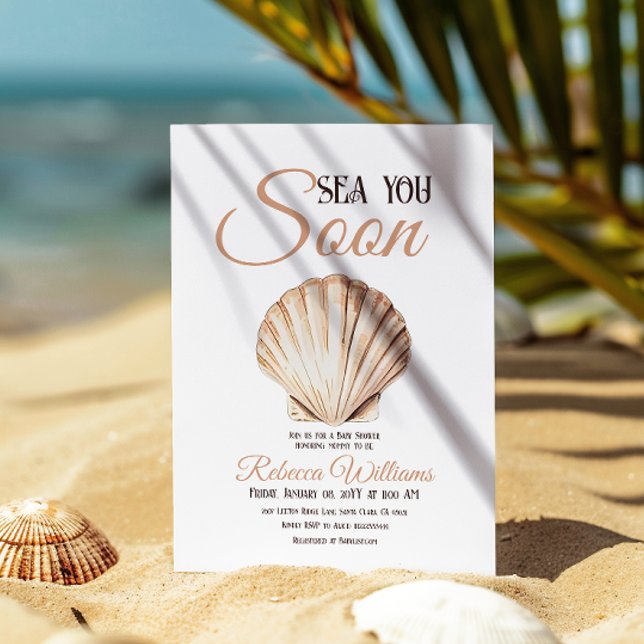 Invitación Beach Under the Sea Pronto Pearl Baby Shower (Subido por el creador)