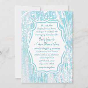 Invitación Beach Vintage Aqua Old Barn Wood Swirly Boda