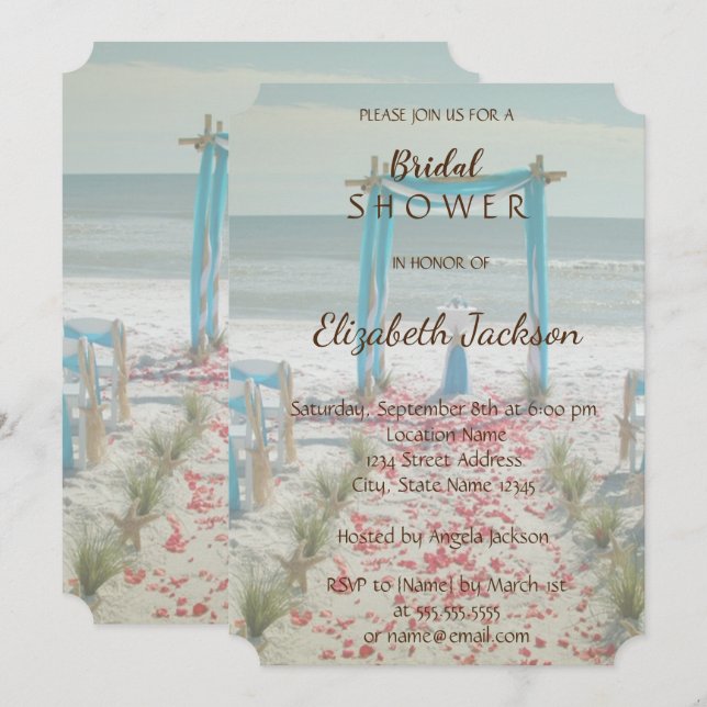 Invitación Beach Wedding Arbor Shower (Anverso / Reverso)