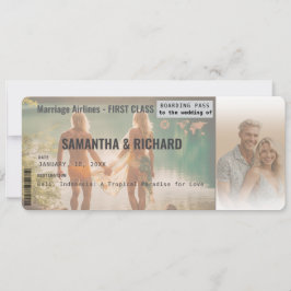Invitación Beach Wedding Boarding Pass Romantic Beach 