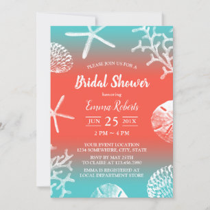 Invitación Beach Wedding Coral Reef Bridal Shower