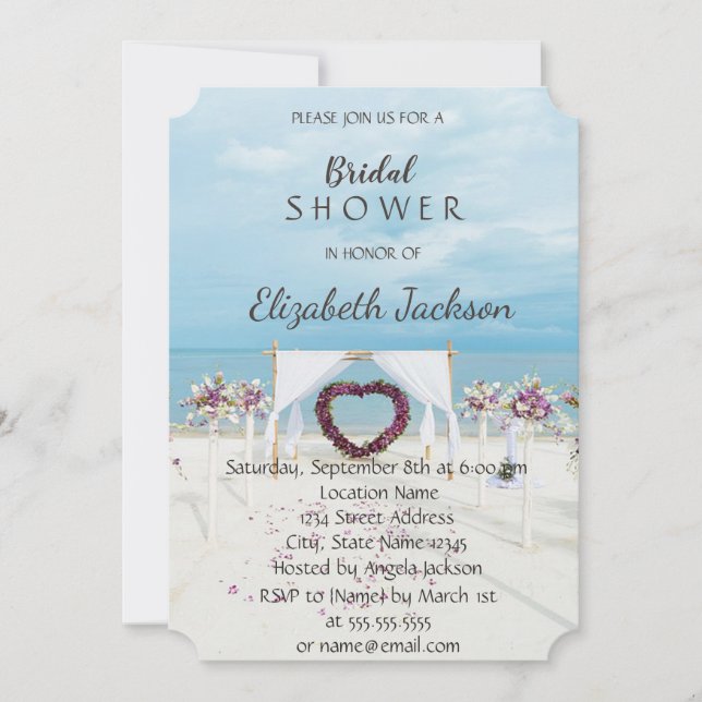Invitación Beach Wedding Floral Arbor Bridal Shower (Anverso)