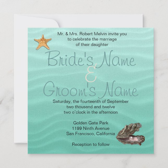 Invitación Beach Wedding Sandy Shore (Anverso)