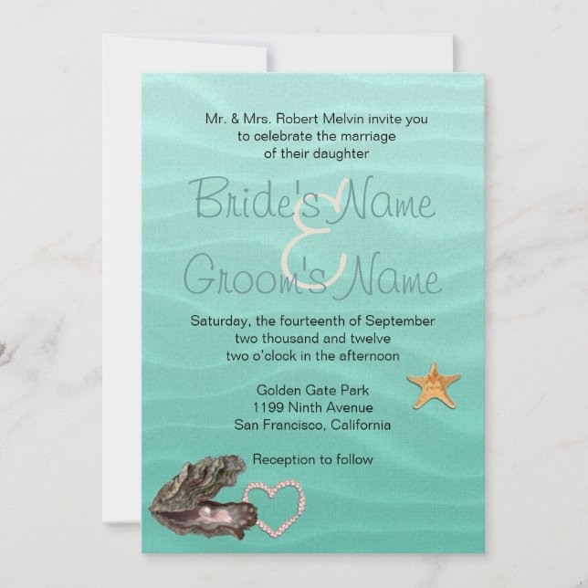 Invitación Beach Wedding Sandy Shore (Anverso)