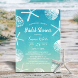 Invitación Beach Wedding Watercolor Seashells Bridal Shower