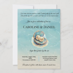 Invitación Beach Wedls Pearls Shell elegante tema del océano