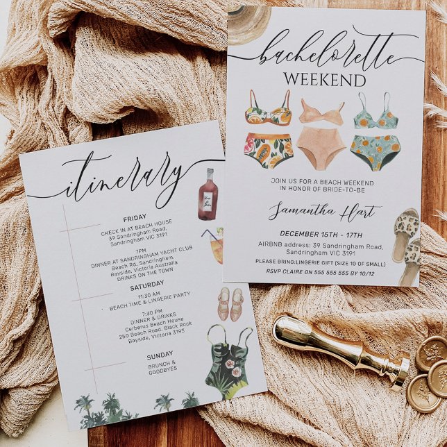 Invitación Beach Weekend Bikini Bachelorette Bridal Shower (Subido por el creador)