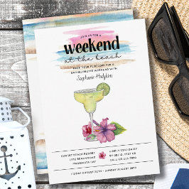Invitación Beach Weekend Margarita y Hibiscus Bachelorette