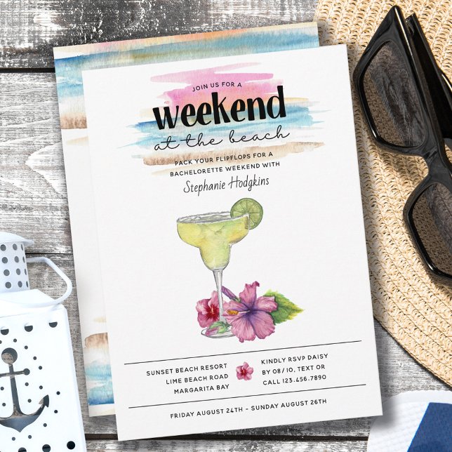Invitación Beach Weekend Margarita y Hibiscus Bachelorette (Subido por el creador)