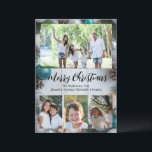Invitación Beach Whitewash Turquoise 4-Photo Merry Christmas<br><div class="desc">Elegante y elegante Navidades turquesa de color azul-verde playa con ramas de pino, conos de pino, conchas, arena, hermosos adornos y madera blanca. Con un fotomontaje de montaje de 4 retratos familiares en orientación vertical y horizontal rectangular. Impresionante tarjeta de felicitación de vacaciones a todo color con una variedad de...</div>