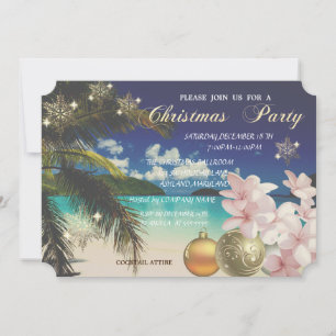 Invitación BeachPalm, Plumeria, Navidades Balls Fiesta Corpor