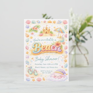 Invitación “Beachy Vibes” Baby Shower Invitation