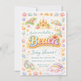 Invitación “Beachy Vibes” Baby Shower Invitation