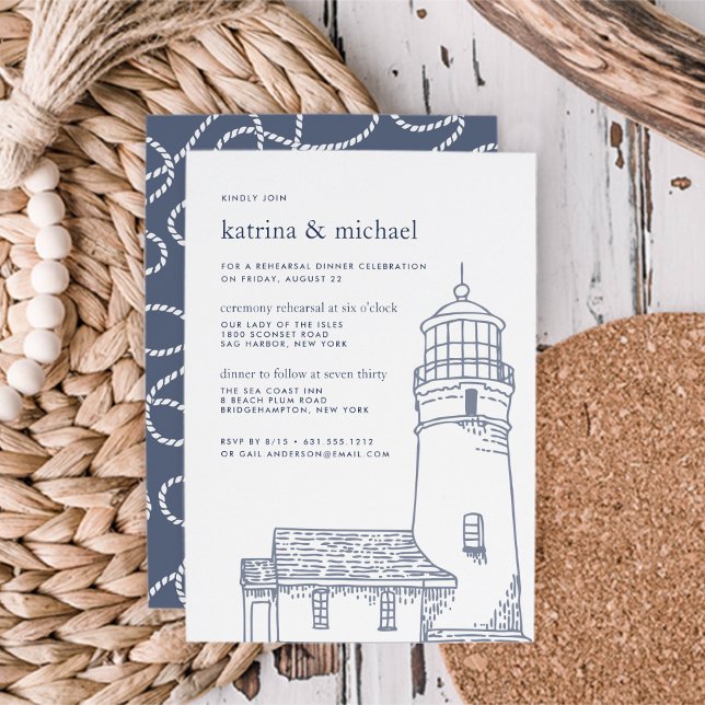 Invitación Beacon | Nautical Ceremony Rehearsal Dinner Invite (Subido por el creador)