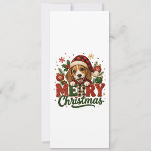 Invitación Beagle Adorable Feliz Navidad