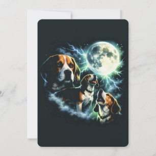Invitación Beagle Aullando a la Luna – Perro de Caza Nocturno