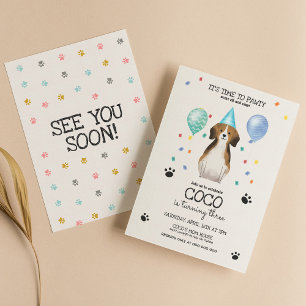 Invitación Beagle deja a un perro repleto de cachorro cumplea