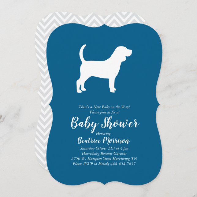 Invitación Beagle Dog Baby Shower Blue Boy (Anverso / Reverso)