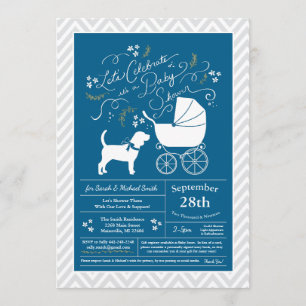 Invitación Beagle Dog Baby Shower Blue Boy