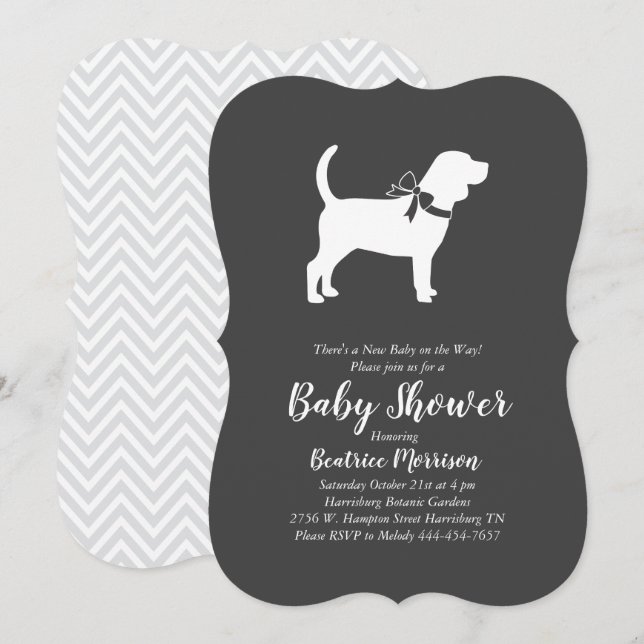 Invitación Beagle Dog Baby Shower Género neutro (Anverso / Reverso)