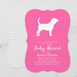 Invitación Beagle Dog Chica Baby Shower Pink