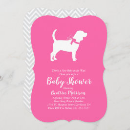 Invitación Beagle Dog Chica Baby Shower Pink