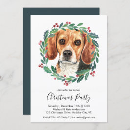 Invitación Beagle Dog Elegant Navidades Fiesta
