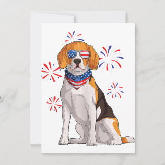 Invitación beagle dog norteamericano bandera de estados unido
