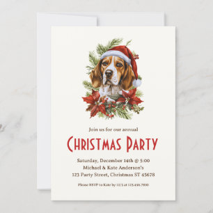 Invitación Beagle en un Fiesta de Navidades de perro Mascota 