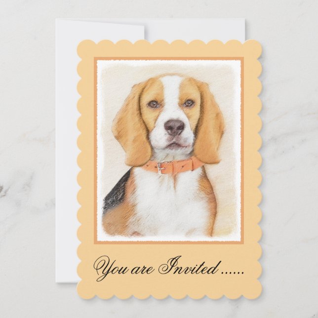 Invitación Beagle Hound Dog Pintura original de animales (Anverso)