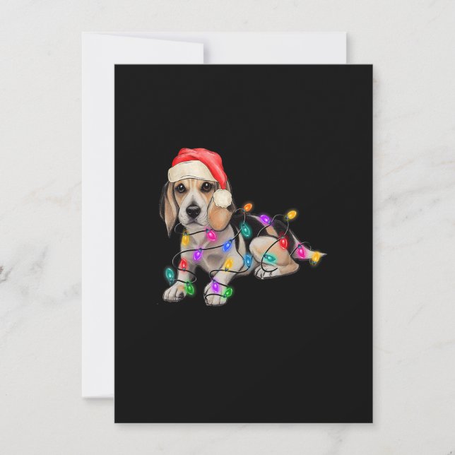Invitación Beagle Santa Christmas Tree enciende la Navidad Bo (Anverso)