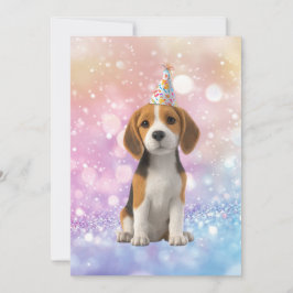 Invitación Beagle Sparkly Birthday