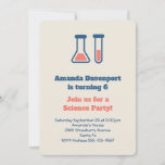 Invitación Beaker & Test Tube Science Cumpleaños<br><div class="desc">Invitación de cumpleaños con un lindo dibujo de un tubo de prueba y un vaso de agua. Perfecto para los amantes de la ciencia.</div>